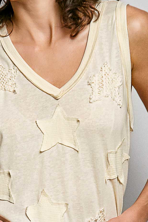 "Daystar" Star Applique Tank Top in Cream ⭐SALE⭐