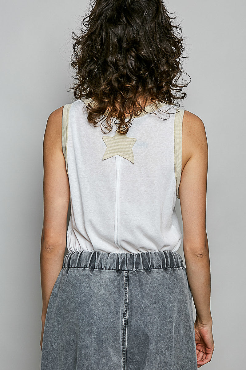 "Daystar" Star Applique Tank Top in Off White ⭐SALE⭐