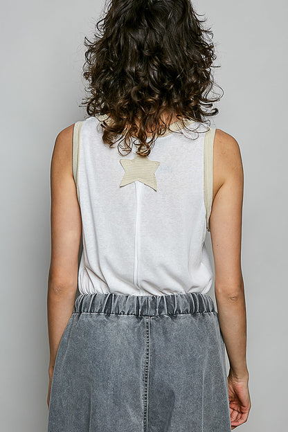 "Daystar" Star Applique Tank Top in Off White ⭐SALE⭐