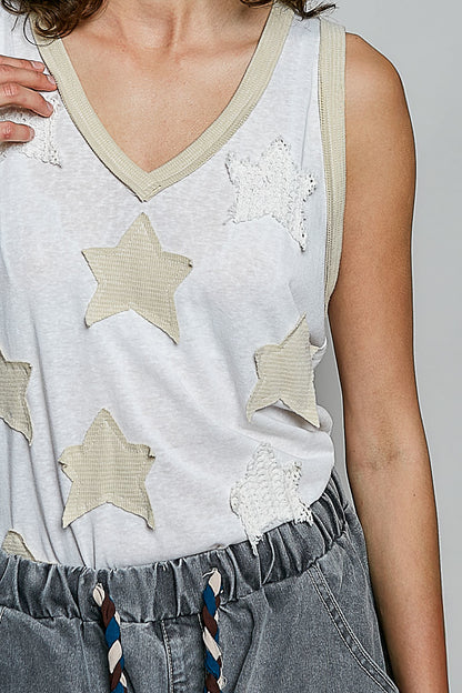 "Daystar" Star Applique Tank Top in Off White ⭐SALE⭐