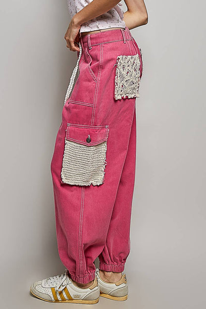"Pink Joy" Cargo Pants Joggers in Hot Pink