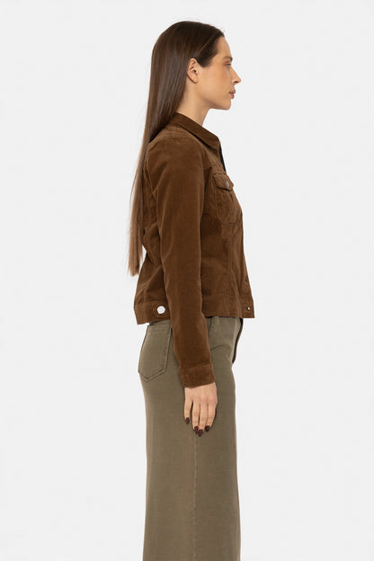 "Cordelia Brown" Fitted Fine Corduroy Stretch Jacket