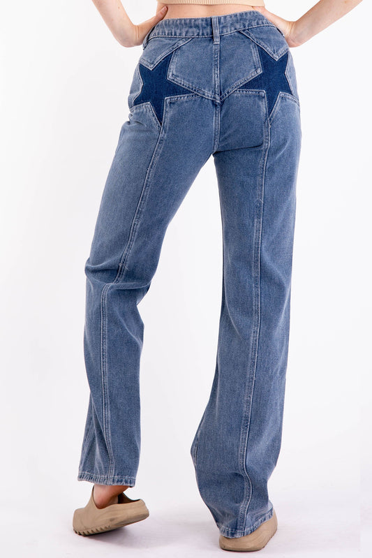 "Star Booty" Straight Leg Seamed Jeans