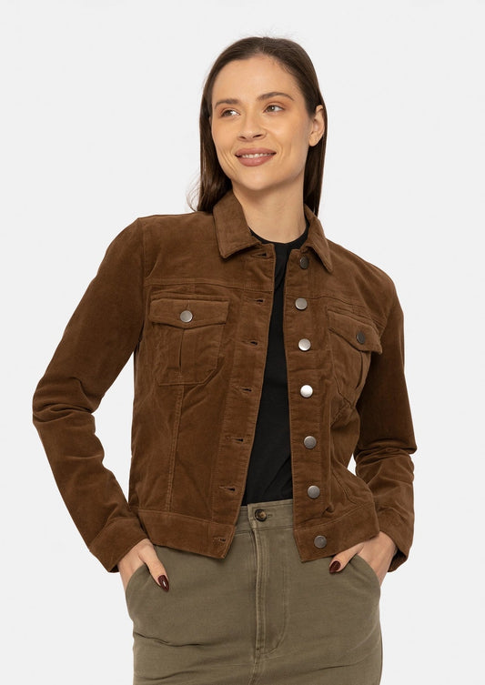 "Cordelia Brown" Fitted Fine Corduroy Stretch Jacket