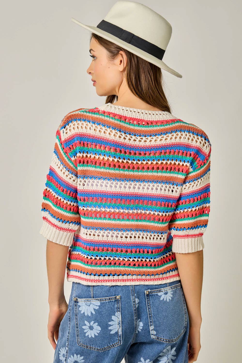 "Jeannie" Crochet Fitted Cardigan Multicolor