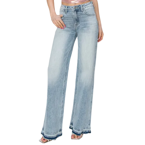 "Roxanne" High Rise Wide Leg Stretch Jeans