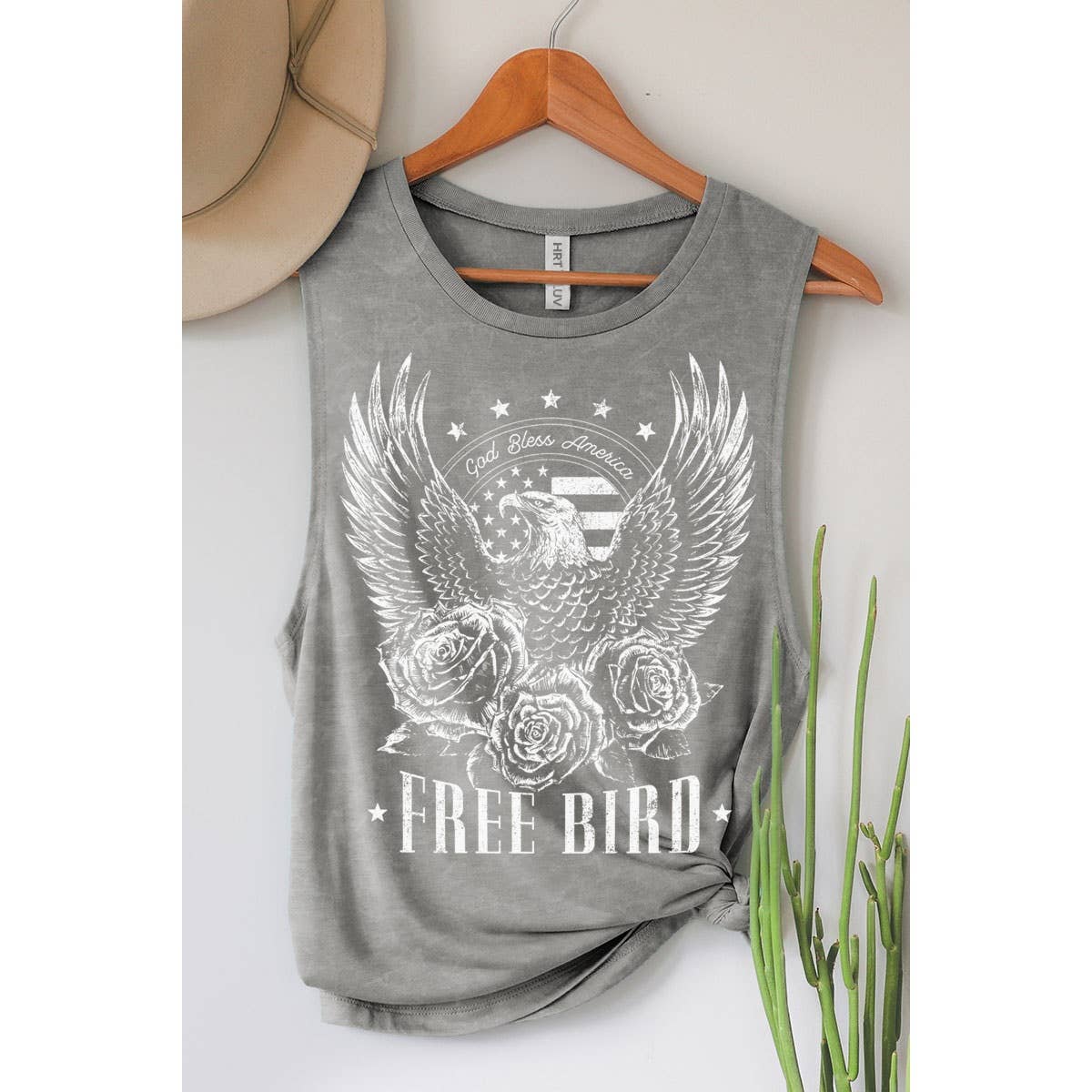 "Freebird" Mineral Wash Graphic Tee in Black