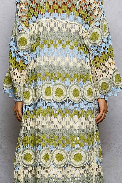 "Maisey" Crochet Open-Knit Cardigan Kimono Orange