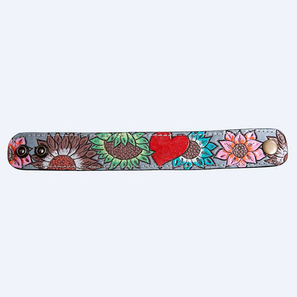 "Heart Cuff" Hand Tooled Leather Cuff