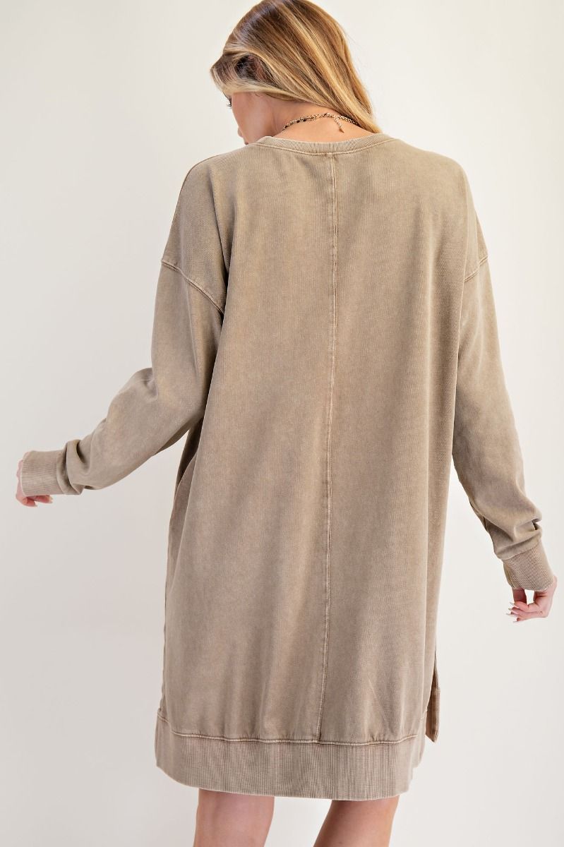 "Happy Face" Smiley French Terry Pullover in Mushroom