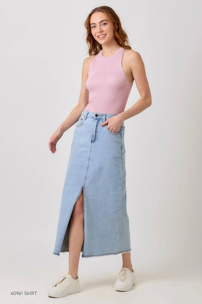 "Route 66" Halter Neck Ribbed Tank in Lavender