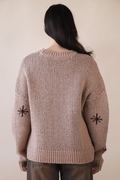 "Howdy" Cowboy Boot Graphic Knit Sweater Mocha