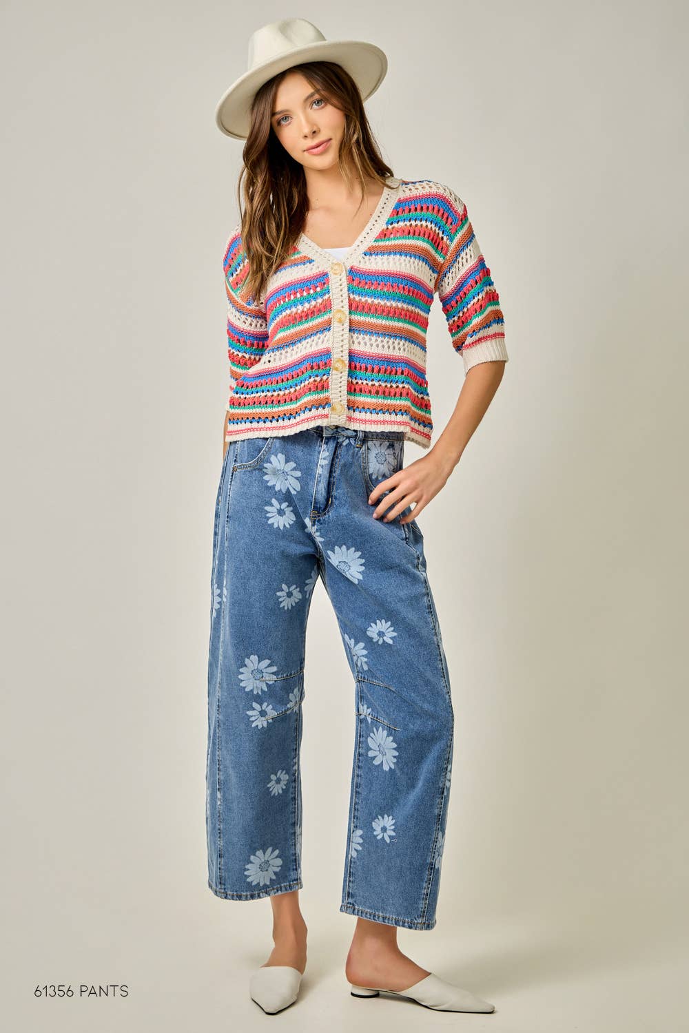 "Jeannie" Crochet Fitted Cardigan Multicolor