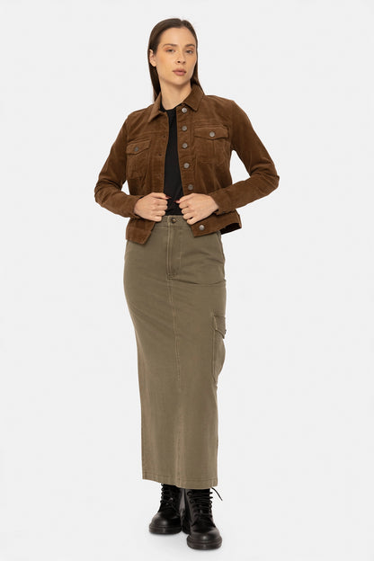 "Cordelia Brown" Fitted Fine Corduroy Stretch Jacket