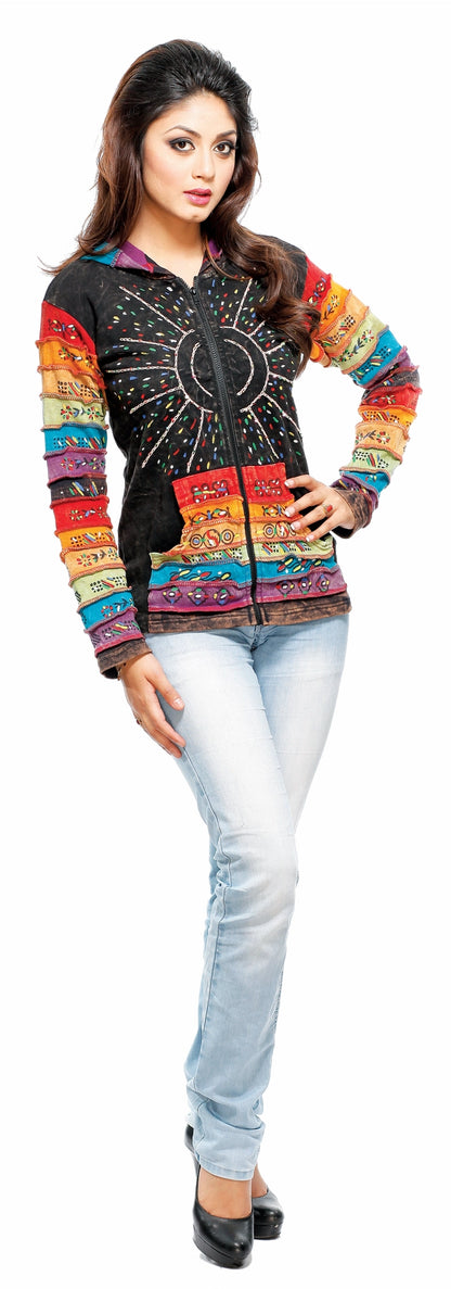 "Sun Flower" Cotton Rainbow Embroidery Jacket
