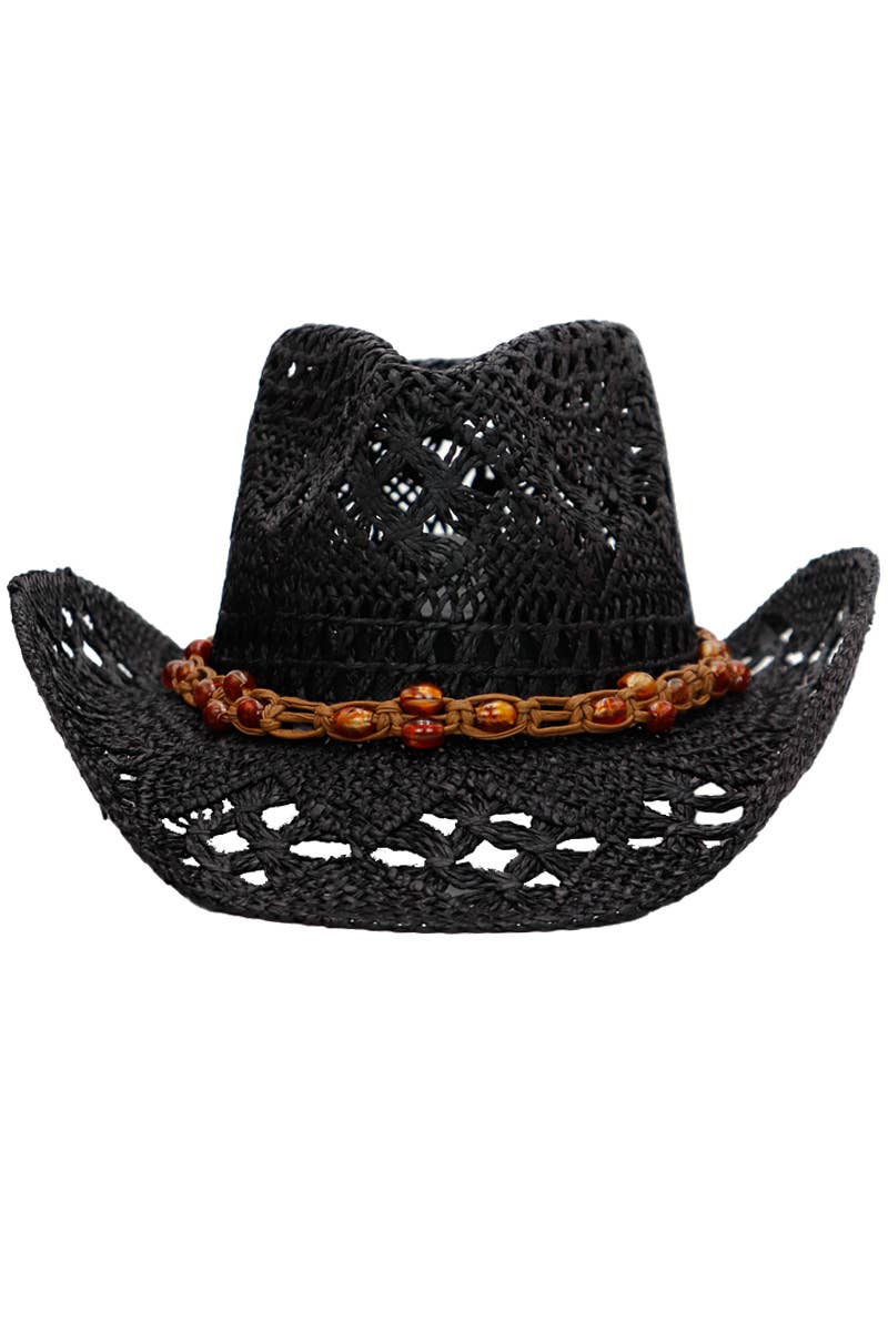 "Cowboy Crush" Beaded Crochet Straw Cowboy Hat