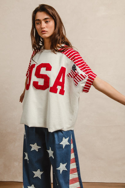 "Independence" American Flag Wide Leg Jeans