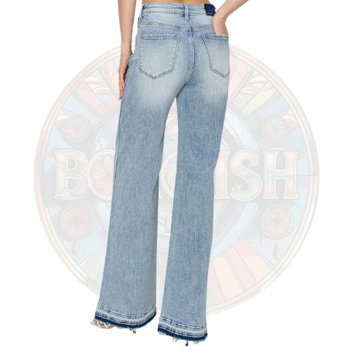 "Roxanne" High Rise Wide Leg Stretch Jeans