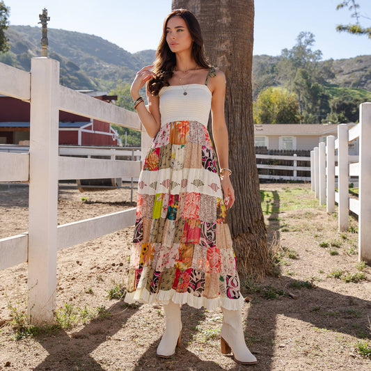 "Pearl" Artisan Smocked Maxi Dress