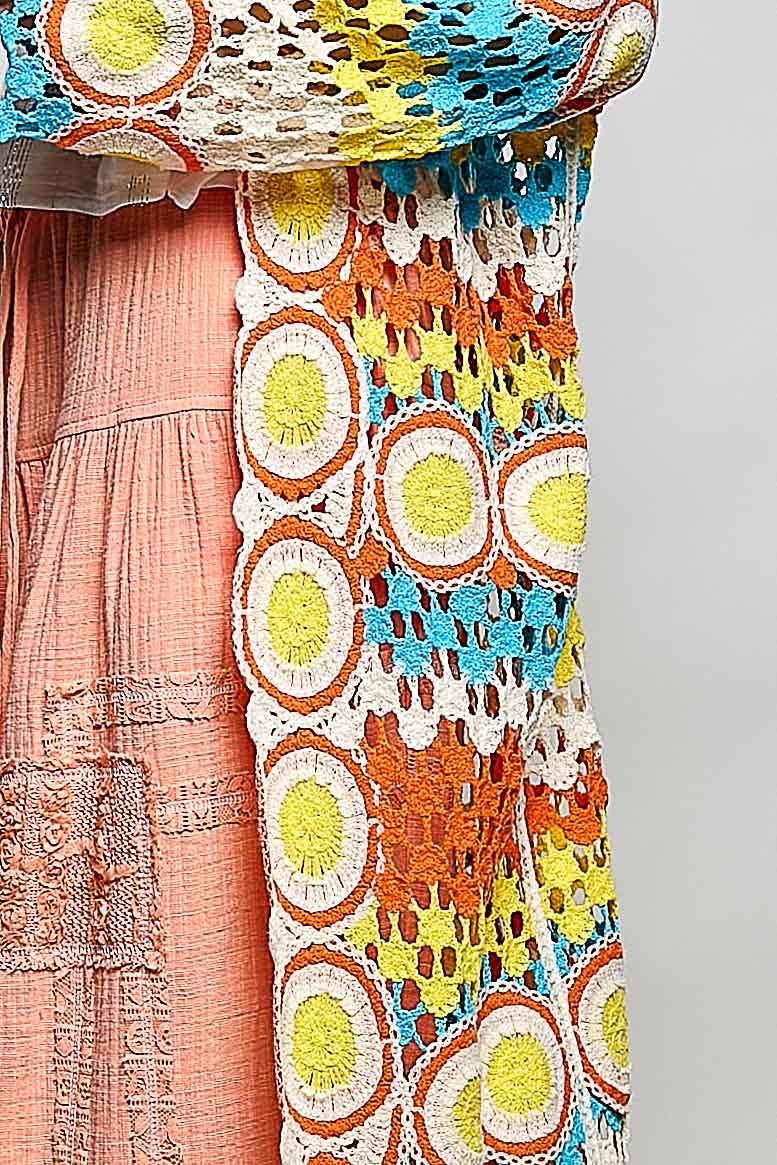"Maisey" Crochet Open-Knit Cardigan Kimono Orange