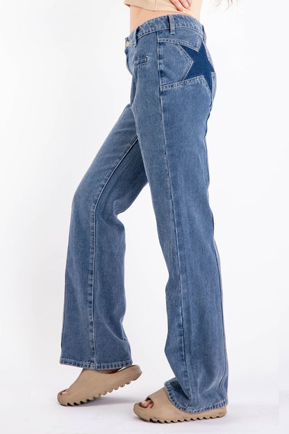 "Star Booty" Straight Leg Seamed Jeans