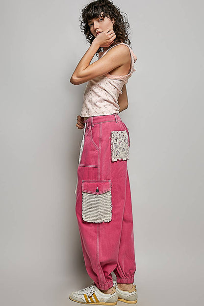 "Pink Joy" Cargo Pants Joggers in Hot Pink