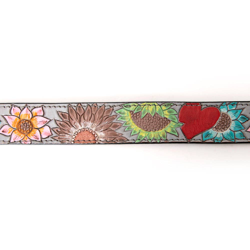 "Silver Love" Hand Tooled Leather Belt