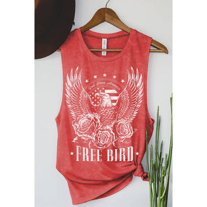 "Freebird" Mineral Wash Graphic Tee in Black