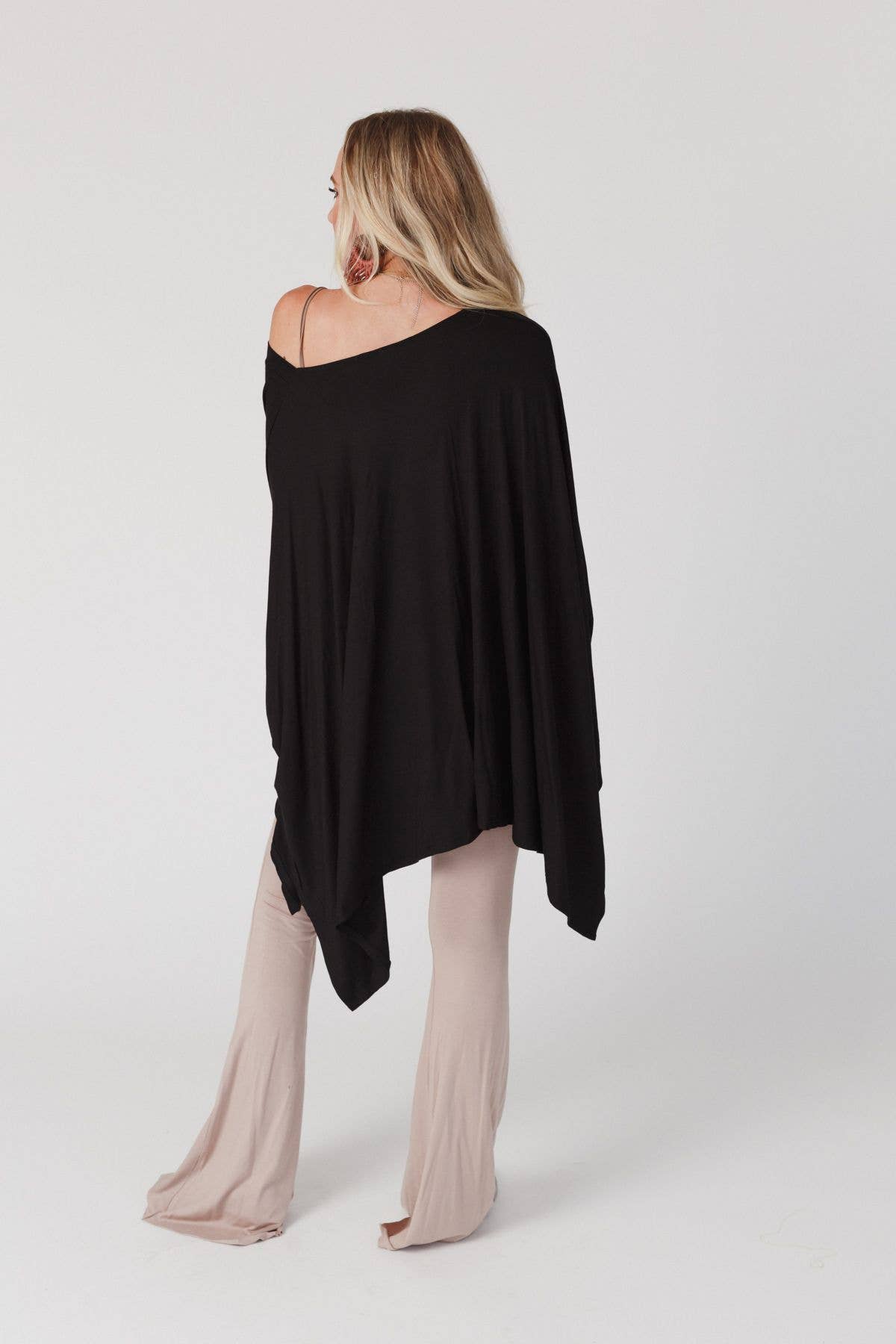 "The Wren" Soft Jersey Boho Top in Black