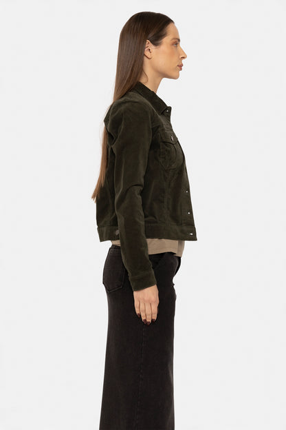 "Cordelia Green" Fitted Fine Corduroy Stretch Jacket