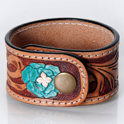 "Sun Cuff" Tooled Leather Cuff Bracelet