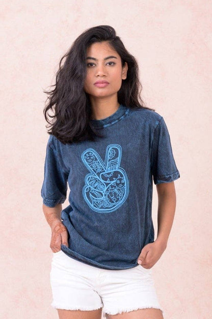 "World Peace" Cotton Tee Shirt in Black