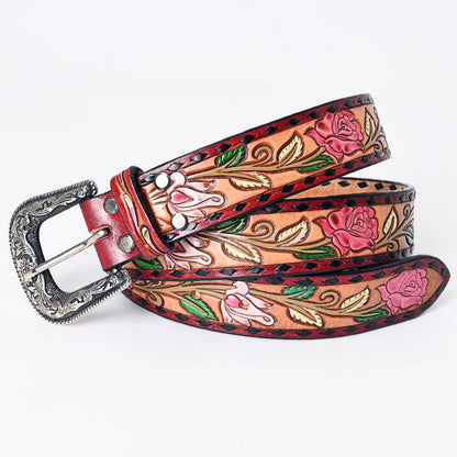 "Calla Pink" Handtooled Leather Belt