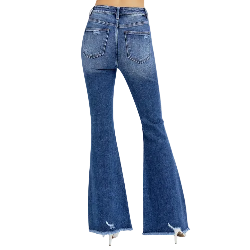 "Rhonda" Distressed Stretch Flare Jeans