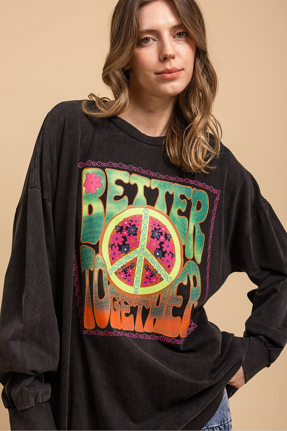 "Better Together" Peace Graphic Shirt in Black