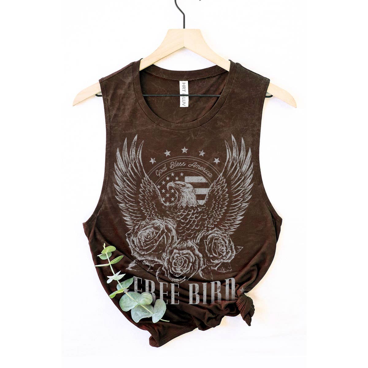 "Freebird" Mineral Wash Graphic Tee in Black