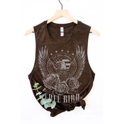 "Freebird" Mineral Wash Graphic Tee in Black