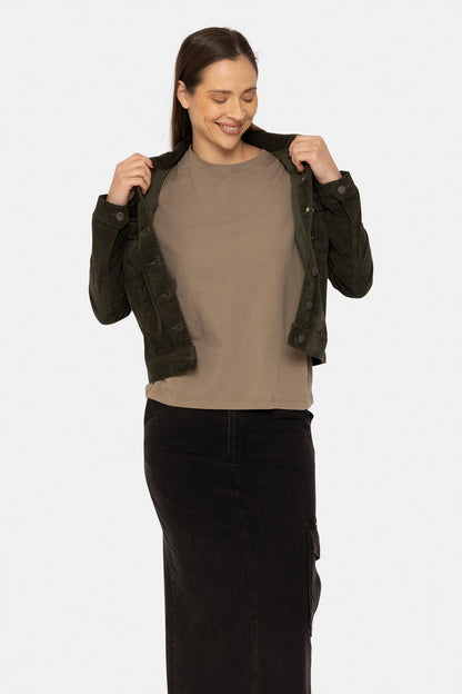 "Cordelia Green" Fitted Fine Corduroy Stretch Jacket