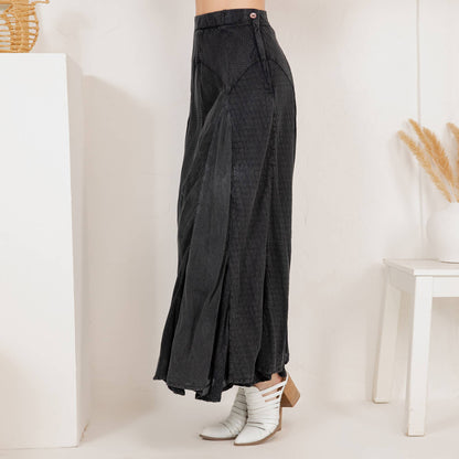 "Sarah" Prairie Maxi Skirt Denim & Lace in Latte