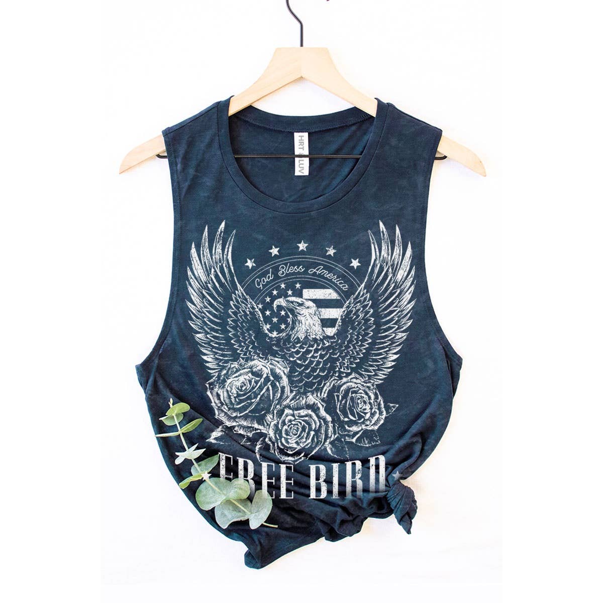 "Freebird" Mineral Wash Graphic Tee in Black