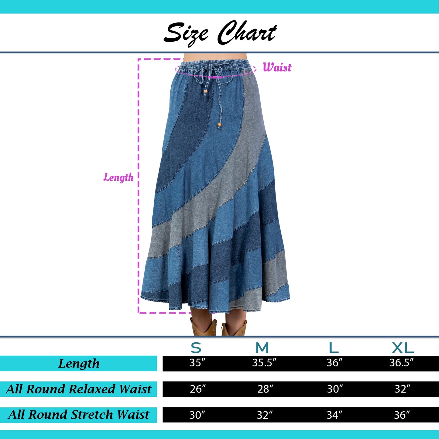 "Swirlin' Girl" Asymmetrical Denim Midi Skirt