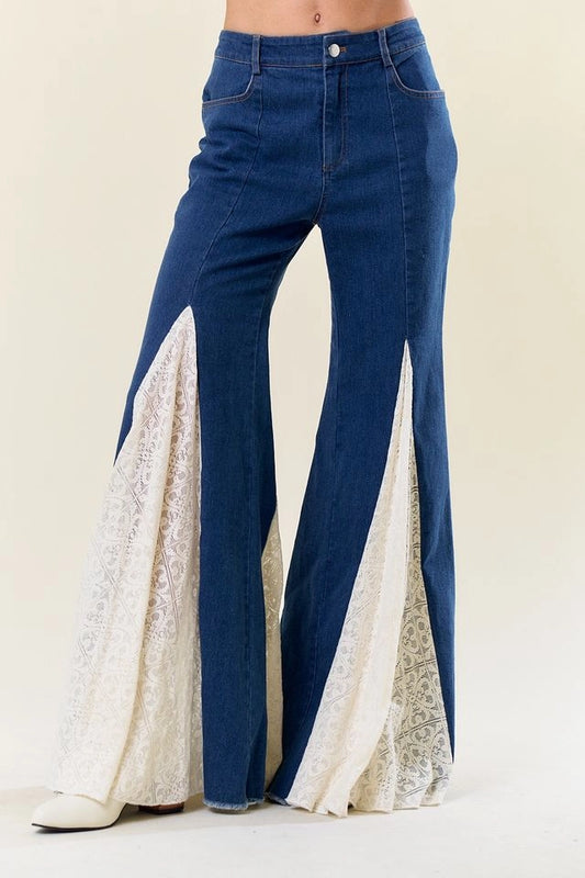 "Saint Lacey" Fitted Jeans w Lace Insets