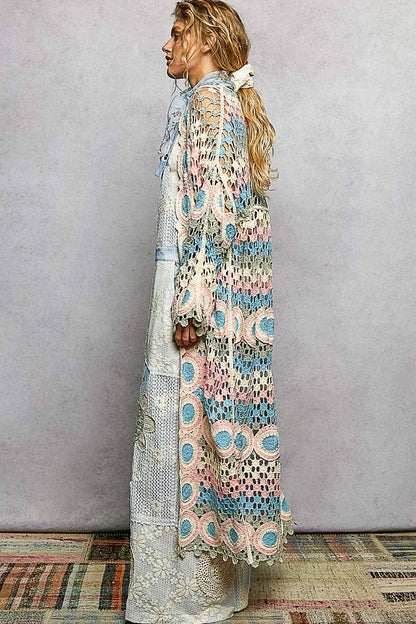 "Maisey" Crochet Open-Knit Cardigan Kimono Orange