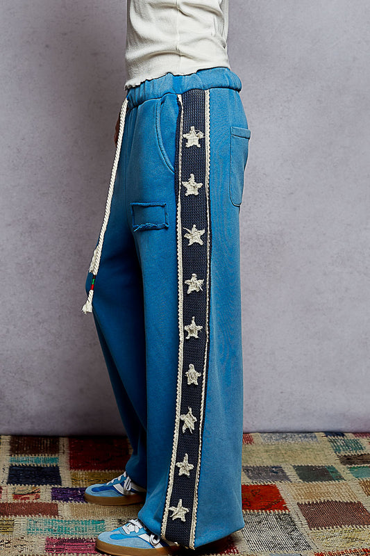 "Liberty Stripe" Track Pants in Cobalt Blue