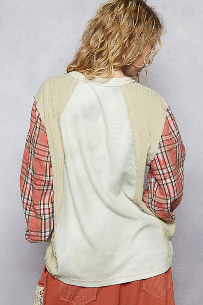"Boho Star" Thermal Flannel Plaid Star Top