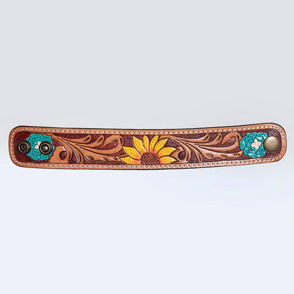 "Sun Cuff" Tooled Leather Cuff Bracelet