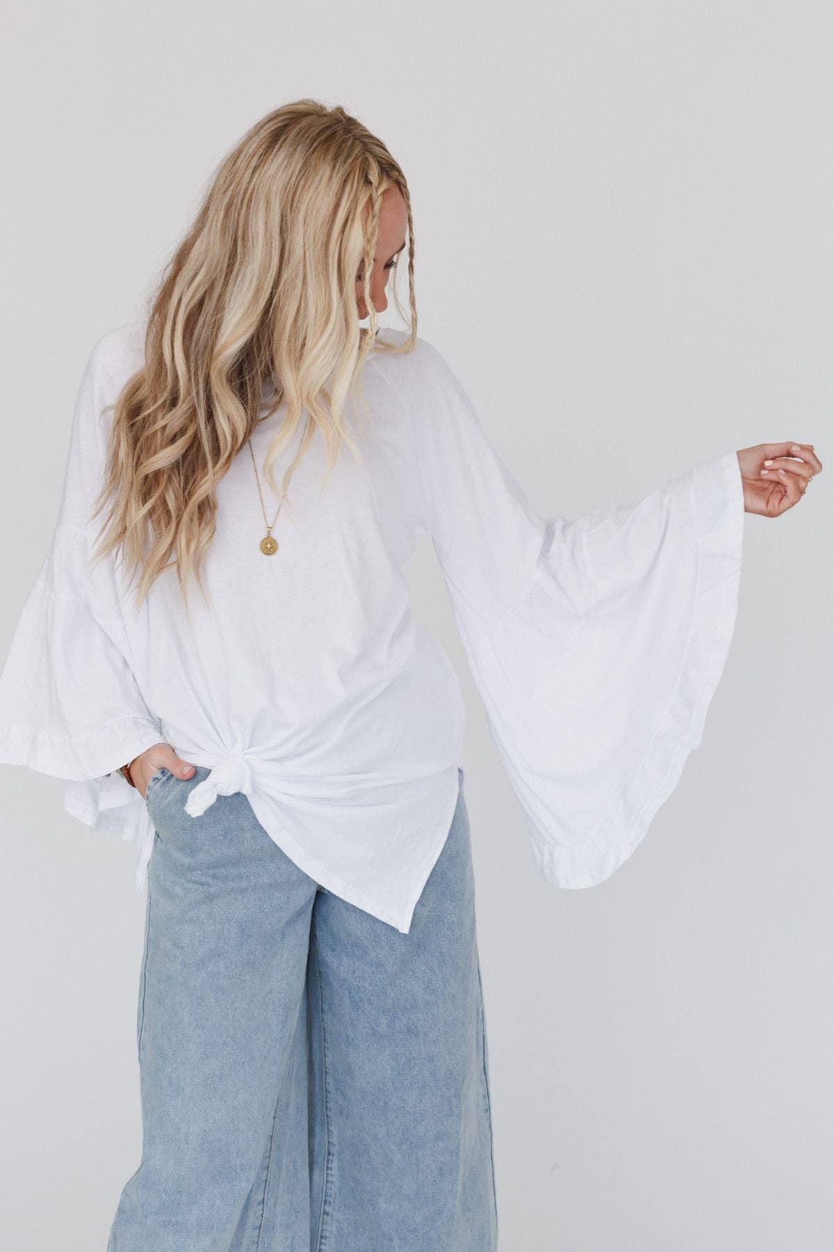 "Babe Truth" Bell Sleeve Modal Baseball Tee White