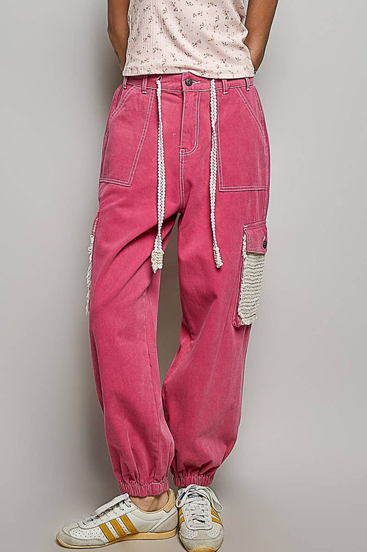 "Pink Joy" Cargo Pants Joggers in Hot Pink