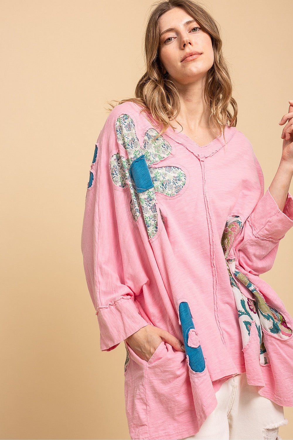 "Ophelia" Flower Applique Shirt