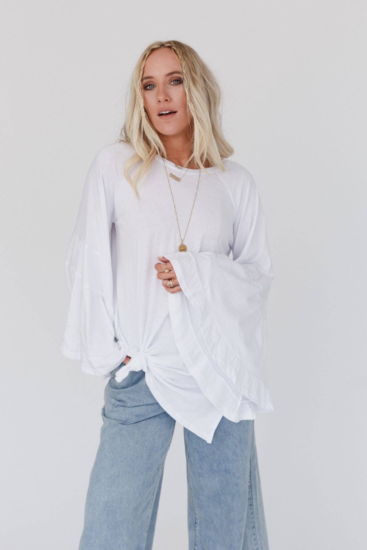 "Babe Truth" Bell Sleeve Modal Baseball Tee White